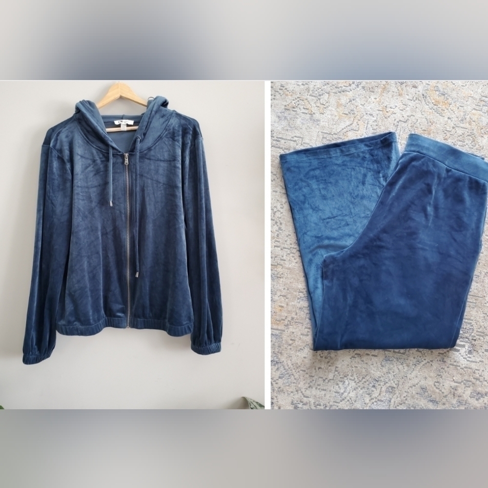 Cable and guage blue velour wide leg tracksuit. Womens XL EUC - Picture 16 of 16